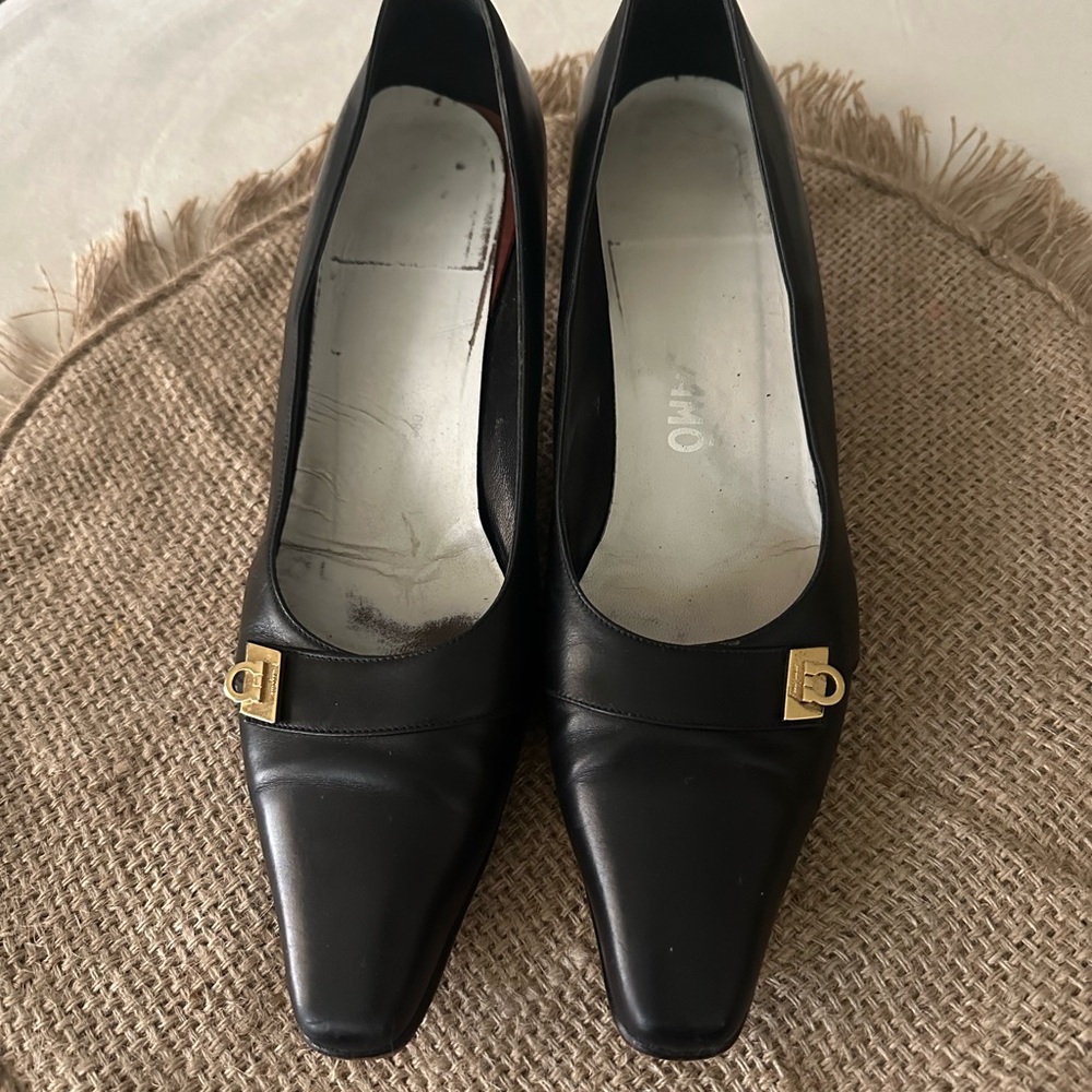 Original Use Black Heels with Gold Accent
